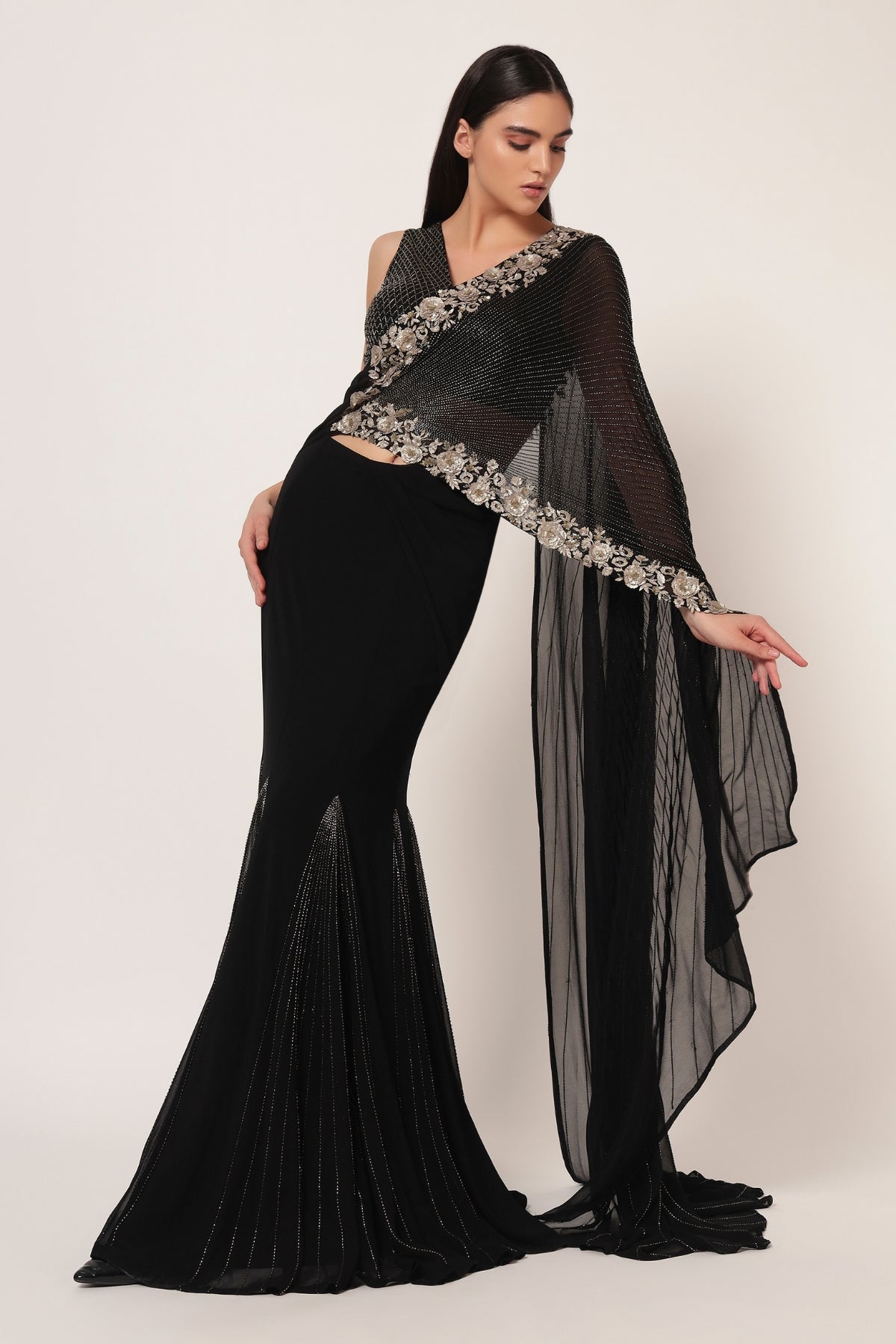 TIMELESS BLOOM GODET DRAPE SAREE Namrata Joshipura Online