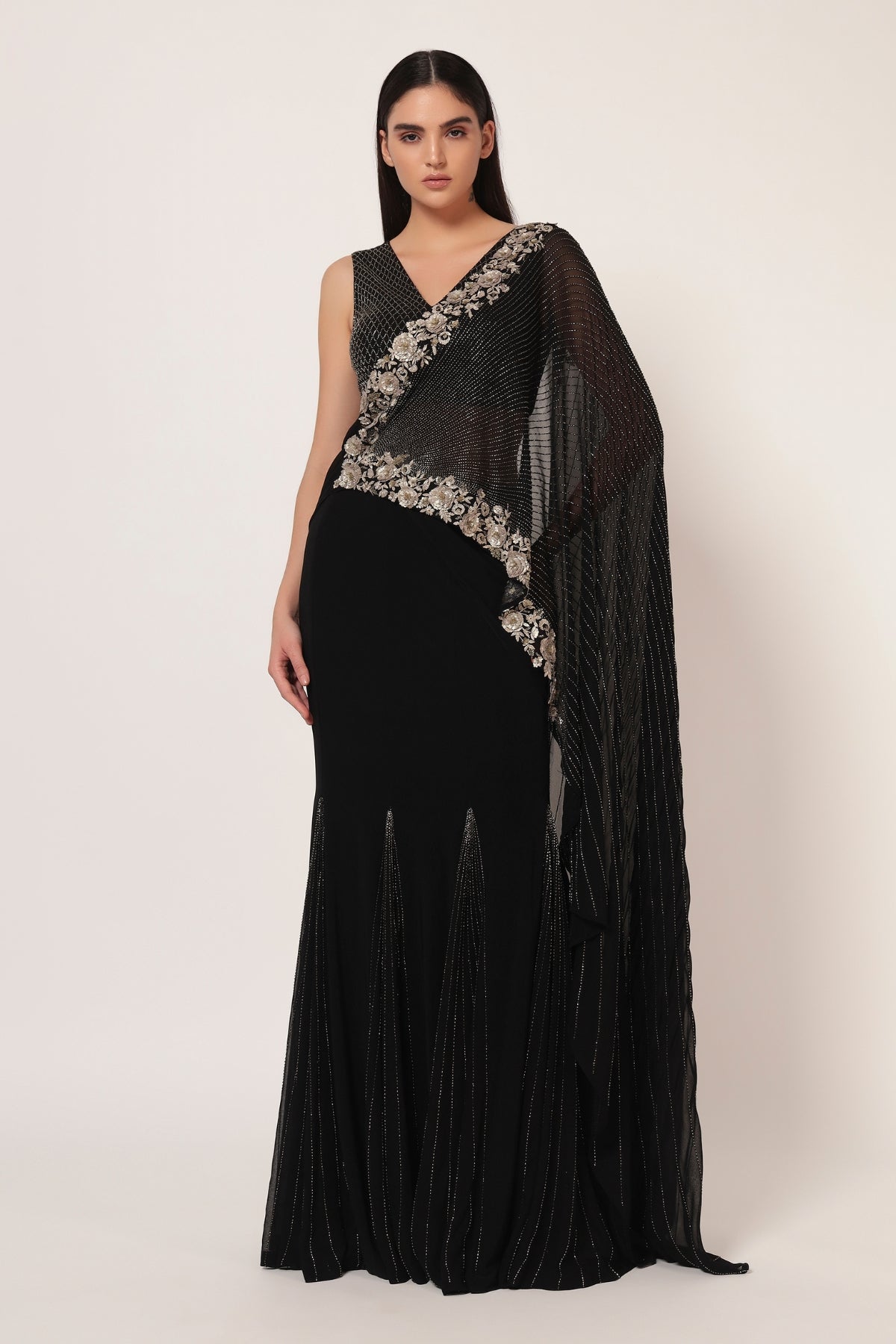 TIMELESS BLOOM GODET DRAPE SAREE Namrata Joshipura Online