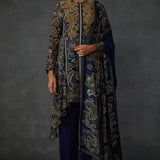 Myrrah Paisley Trapeze Asymetric Kurta Set With Dupatta Namrata Joshipura Online
