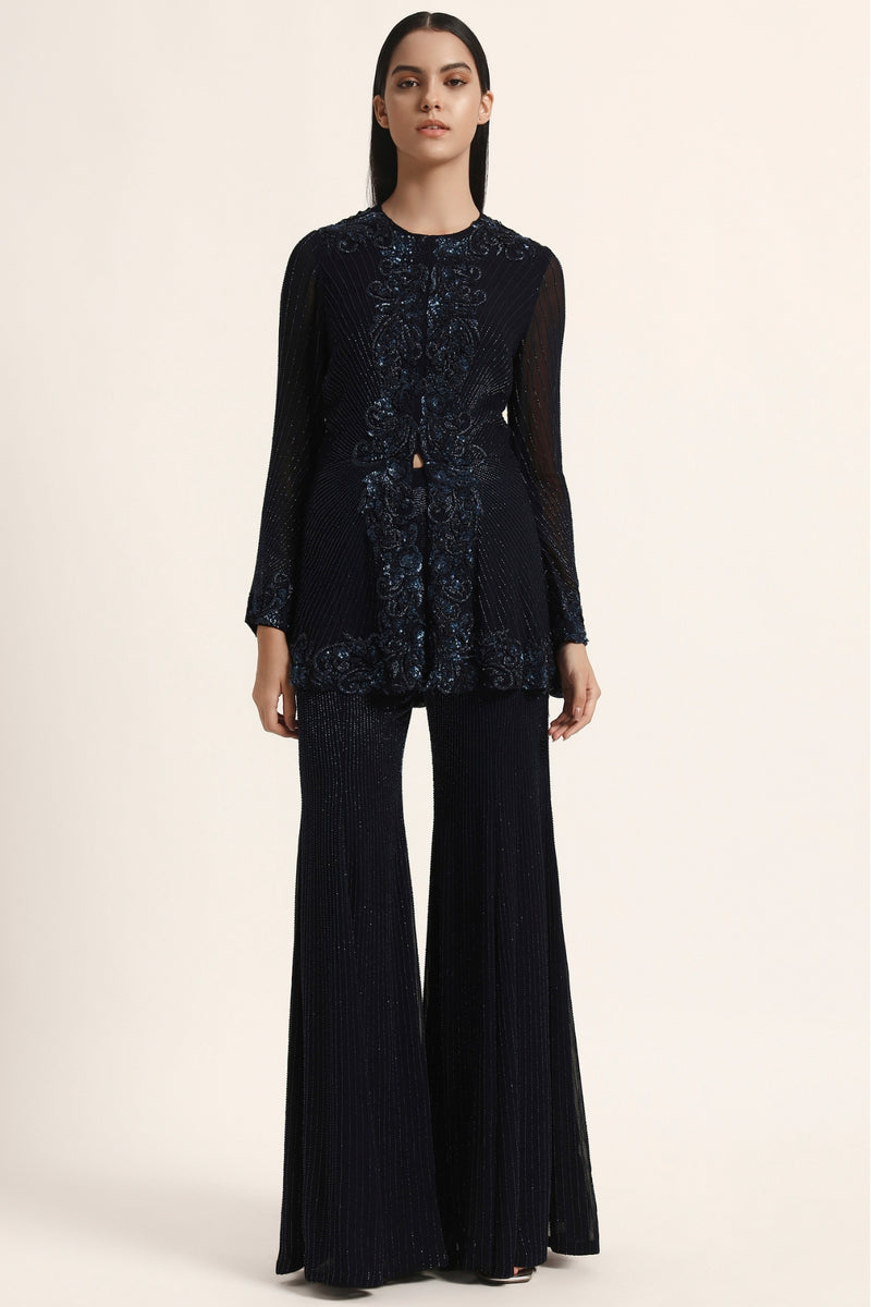 Rosette Peplum Top With Sharara