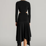 CYPRUS ASYMMETRIC DRAPE DRESS