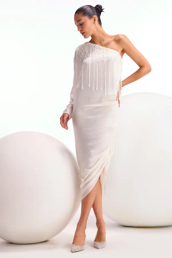 Arabella One Off Shoulder Drape Dress Namrata Joshipura