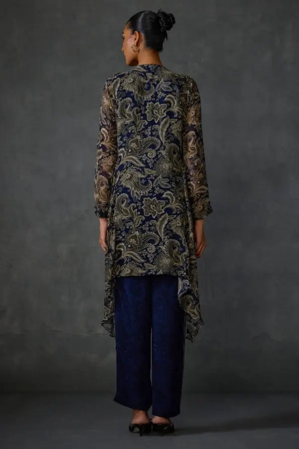 Myrrah Paisley Trapeze Asymetric Kurta Set With Dupatta Namrata Joshipura Online