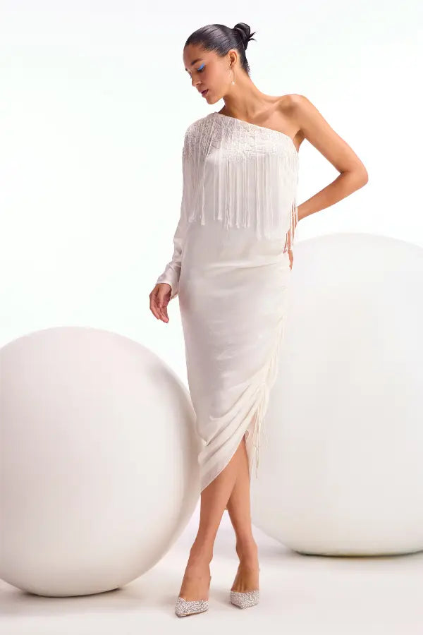 Arabella One Off Shoulder Drape Dress Namrata Joshipura