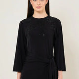 MIDNIGHT BLOOM WAIST TIE DRAPE DRESS Namrata Joshipura Online