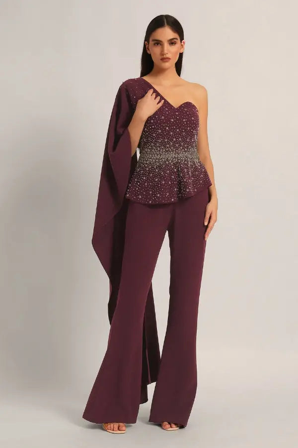 SILVER DUST PEPLUM TOP WITH SHARARA Namrata Joshipura Online