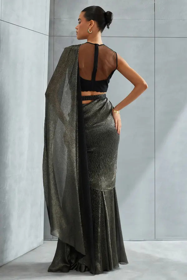 Metallic Scallop Drape Saree Namrata Joshipura