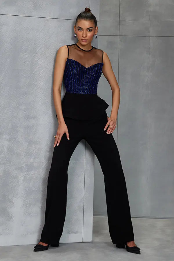 Metallic Scallop Peplum Top Namrata Joshipura Online