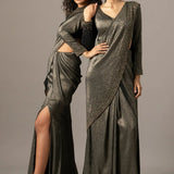 STAR GAZE CRUSTED BLOUSE WITH SLIT SAREE Namrata Joshipura Online