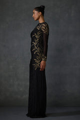 Autumn Fern Side Fringe Gown