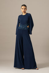 Baroque Waist Embroidered Side Cut Jumpsuit