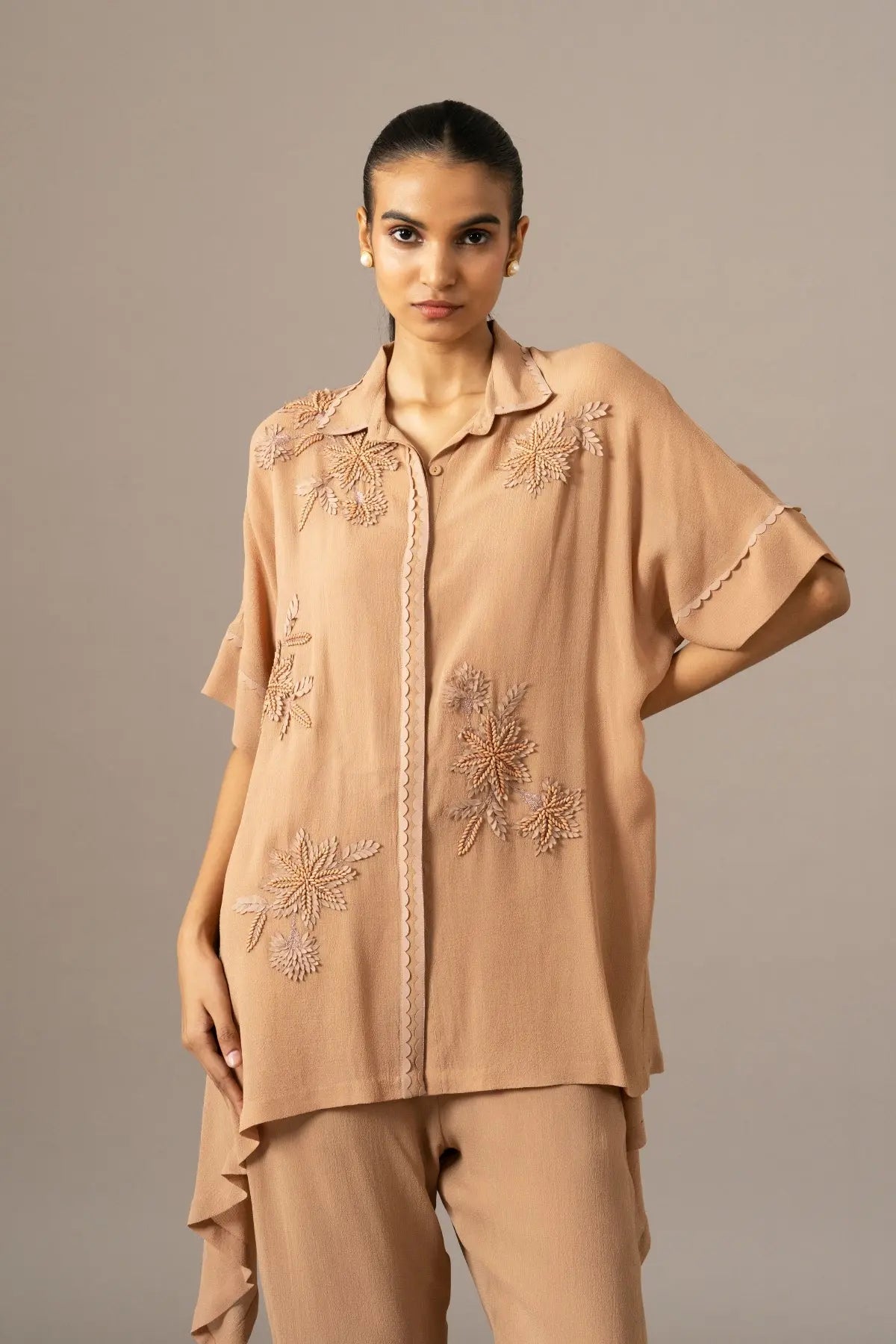 Palm Leaf Front Open Handkerchief Tunic Namrata Joshipura Online