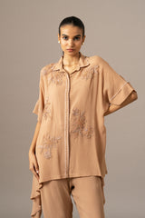 Palm Leaf Front Open Handkerchief Tunic