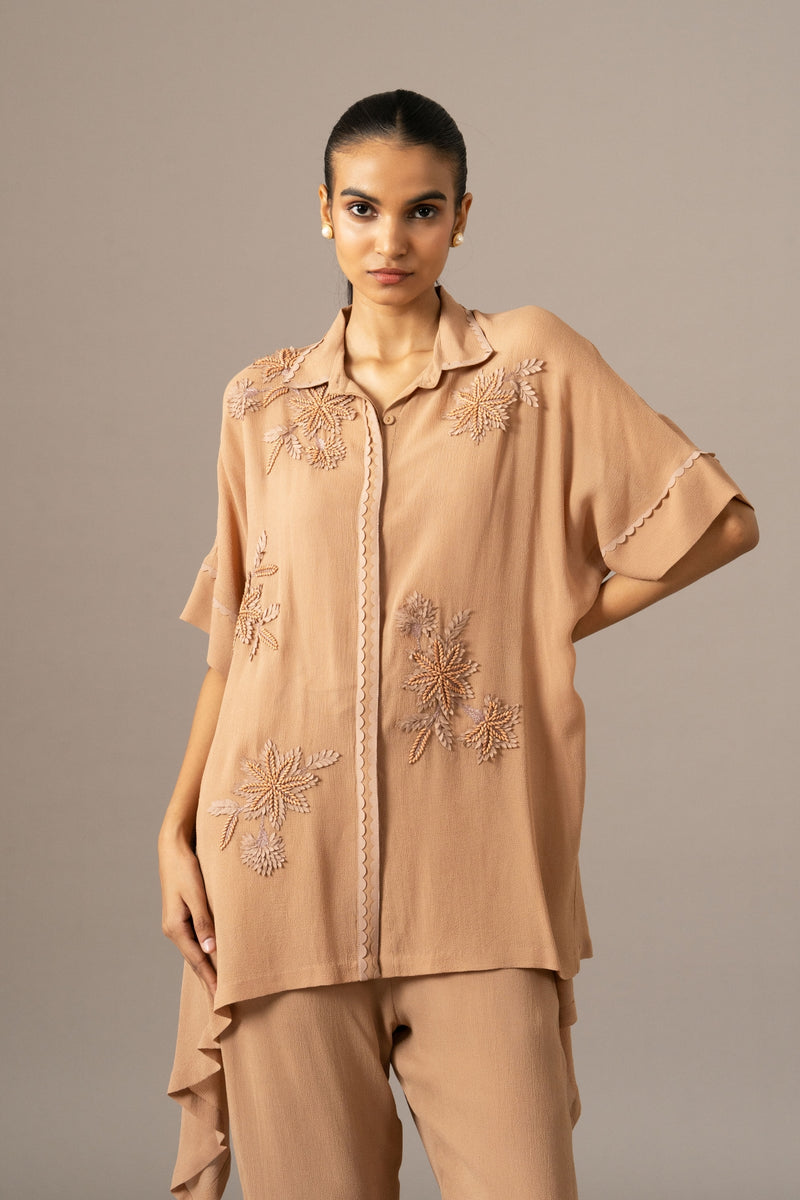 Palm Leaf Front Open Handkerchief Tunic