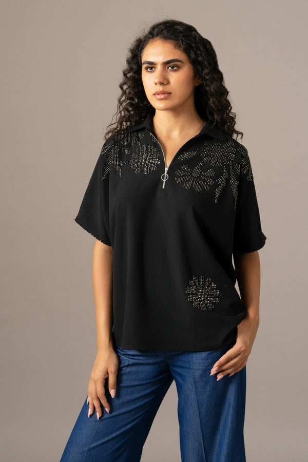 Grace Backtie Zipper Top