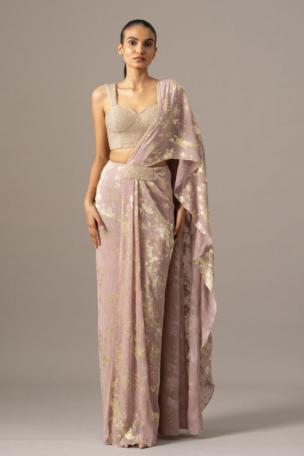 Diamond Dust Blouse With Draped Saree