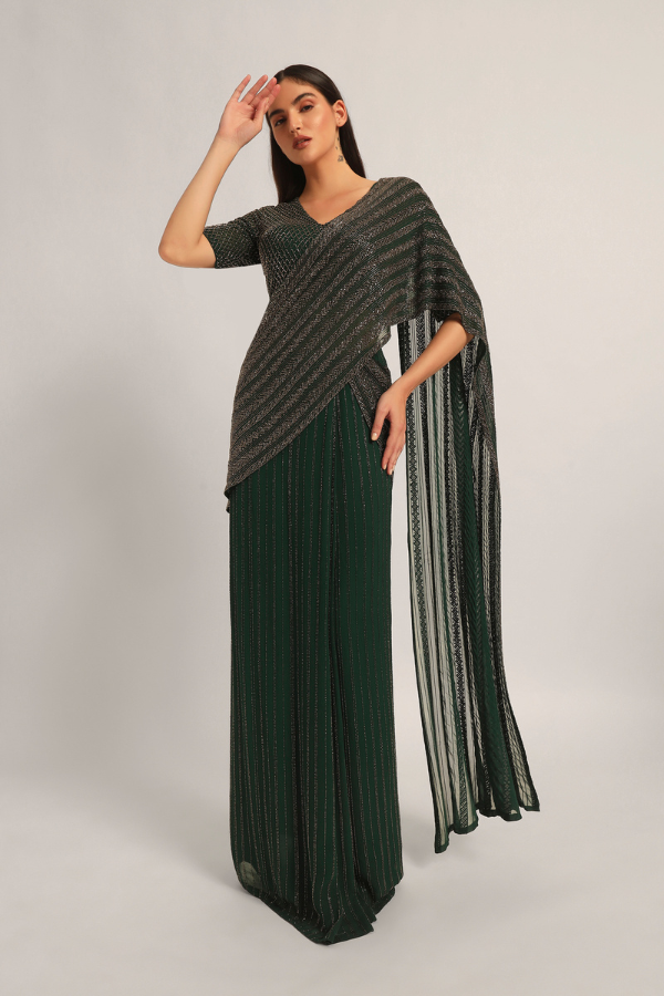 TRACKLINE DRAPED SAREE WITH BLOUSE Namrata Joshipura Online