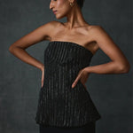 Glissara Off-shoulder Devil Peplum Top With Skirt Set Namrata Joshipura Online