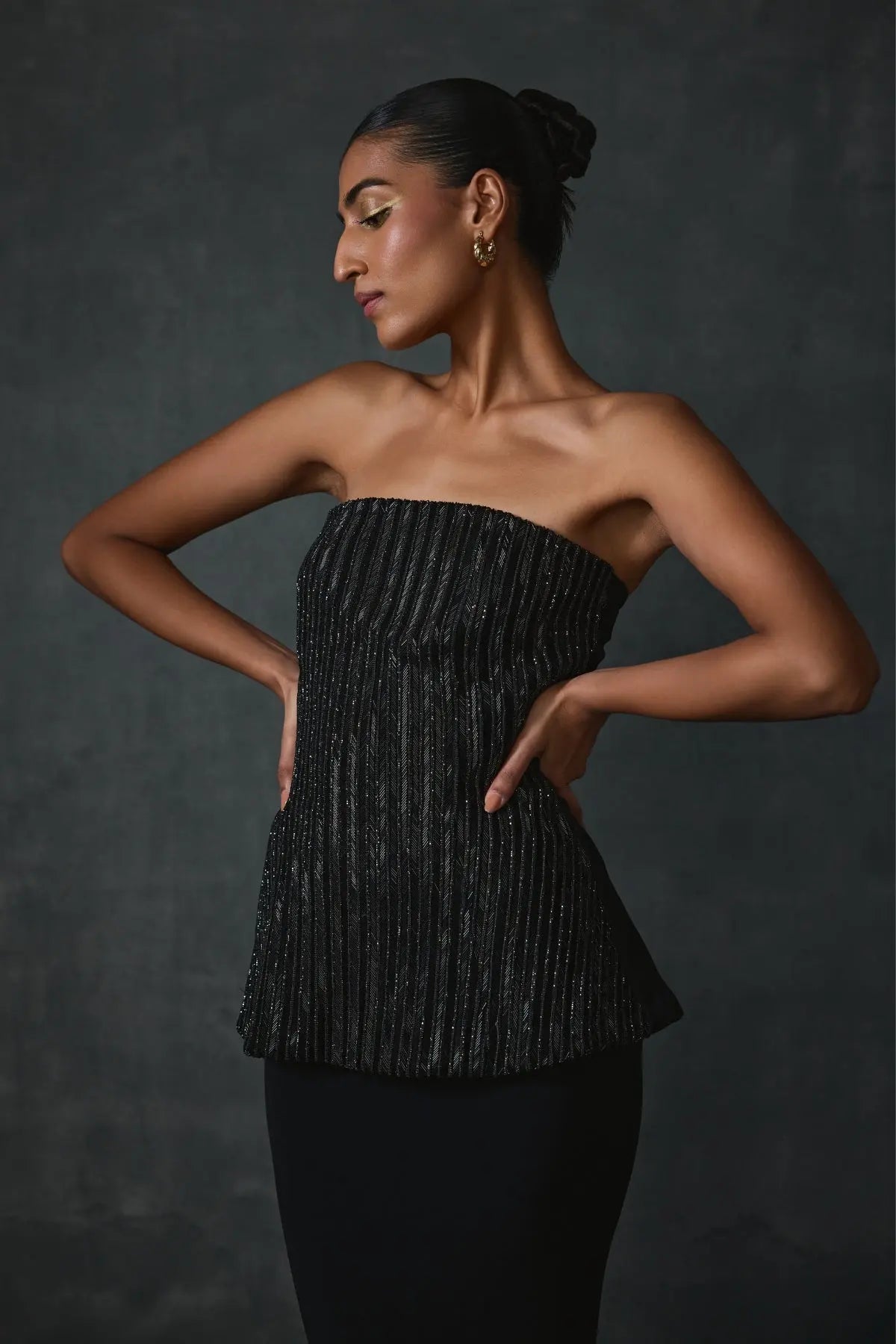 Glissara Off-shoulder Devil Peplum Top With Skirt Set Namrata Joshipura Online