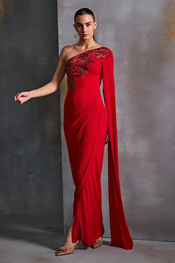 Autumn Fern One Off Sholder Gown Namrata Joshipura