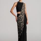 COSMIC DUST DRAPED SAREE WITH HALTER NECK BLOUSE