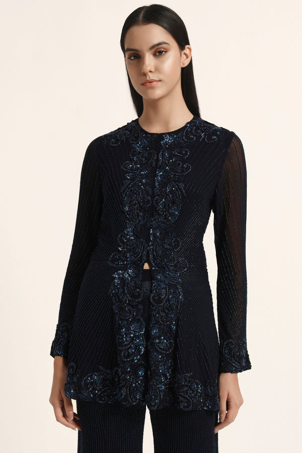 Rosette Peplum Top With Sharara