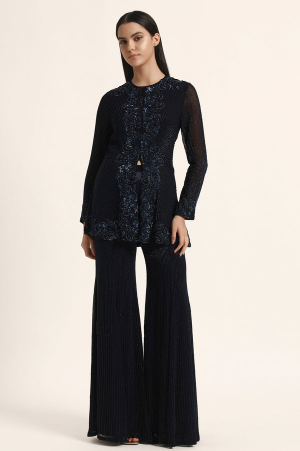 Rosette Peplum Top With Sharara