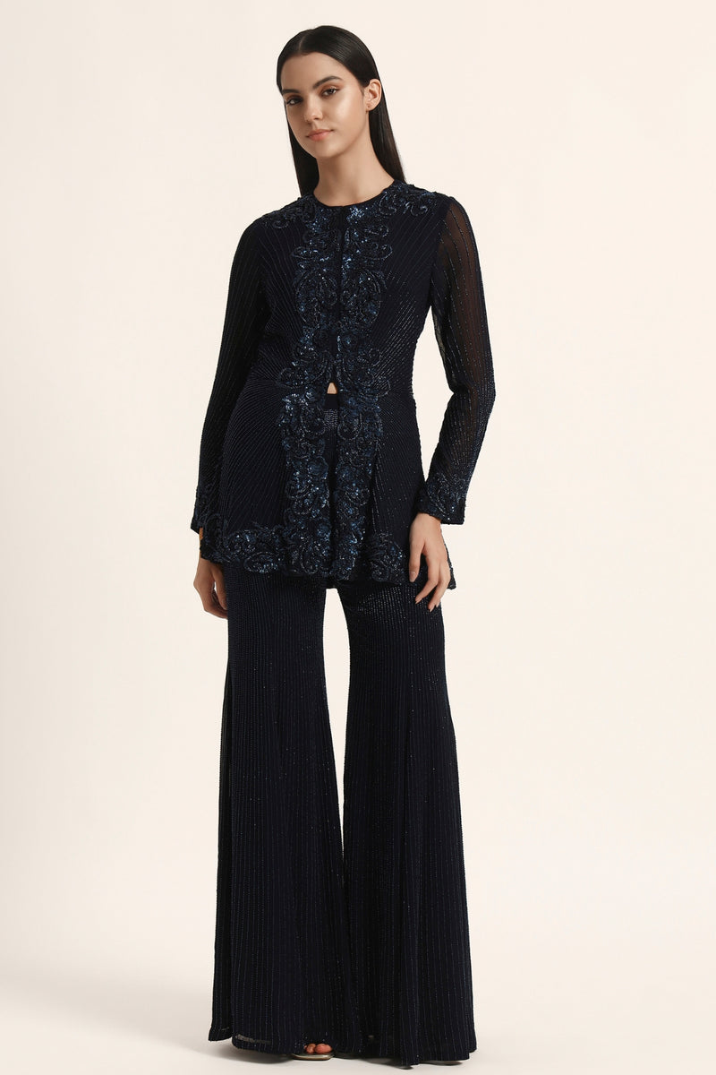 Rosette Peplum Top With Sharara