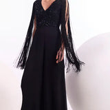Crystal Drop Fringe Sleeves Jumpsuit Namrata Joshipura