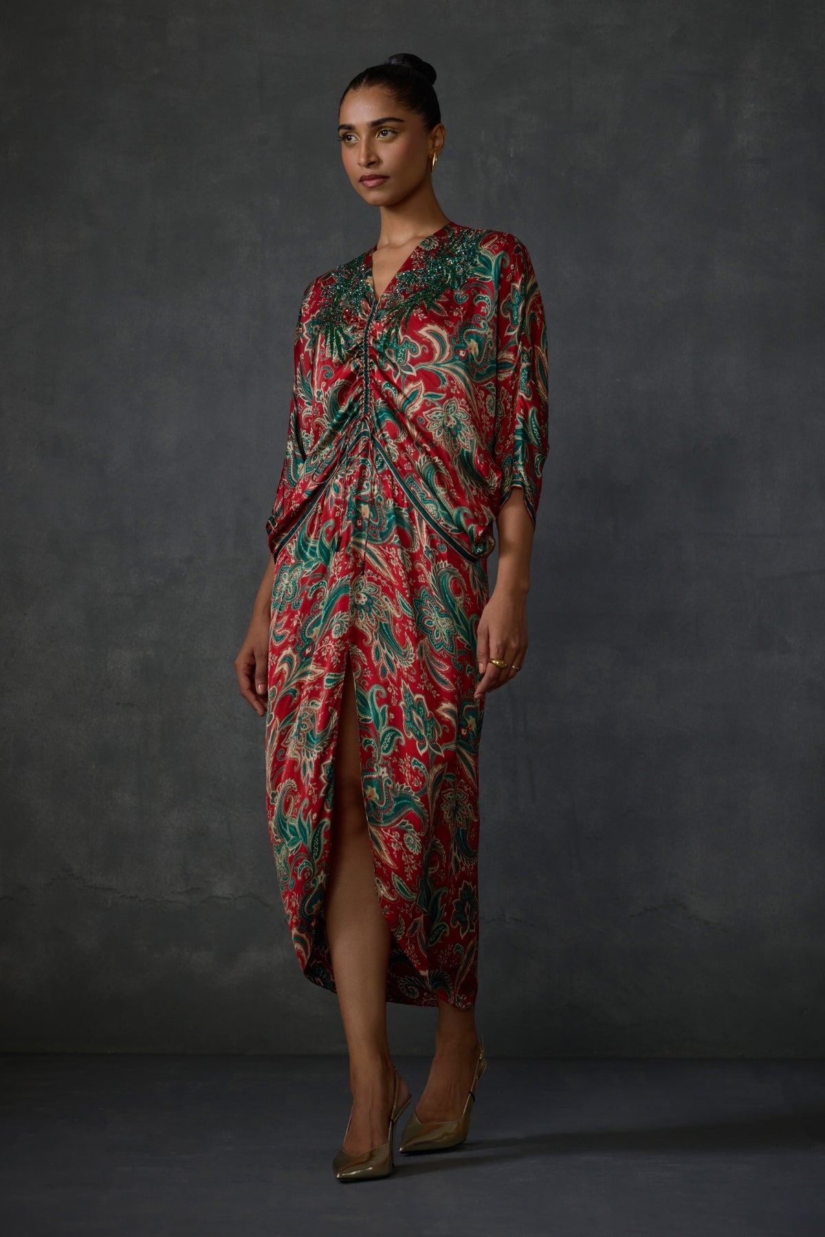 Winter Paisley Drawstring Dress - namratajoshipura Winter Paisley Drawstring Dress - namratajoshipura