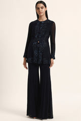 Rosette Peplum Top With Sharara
