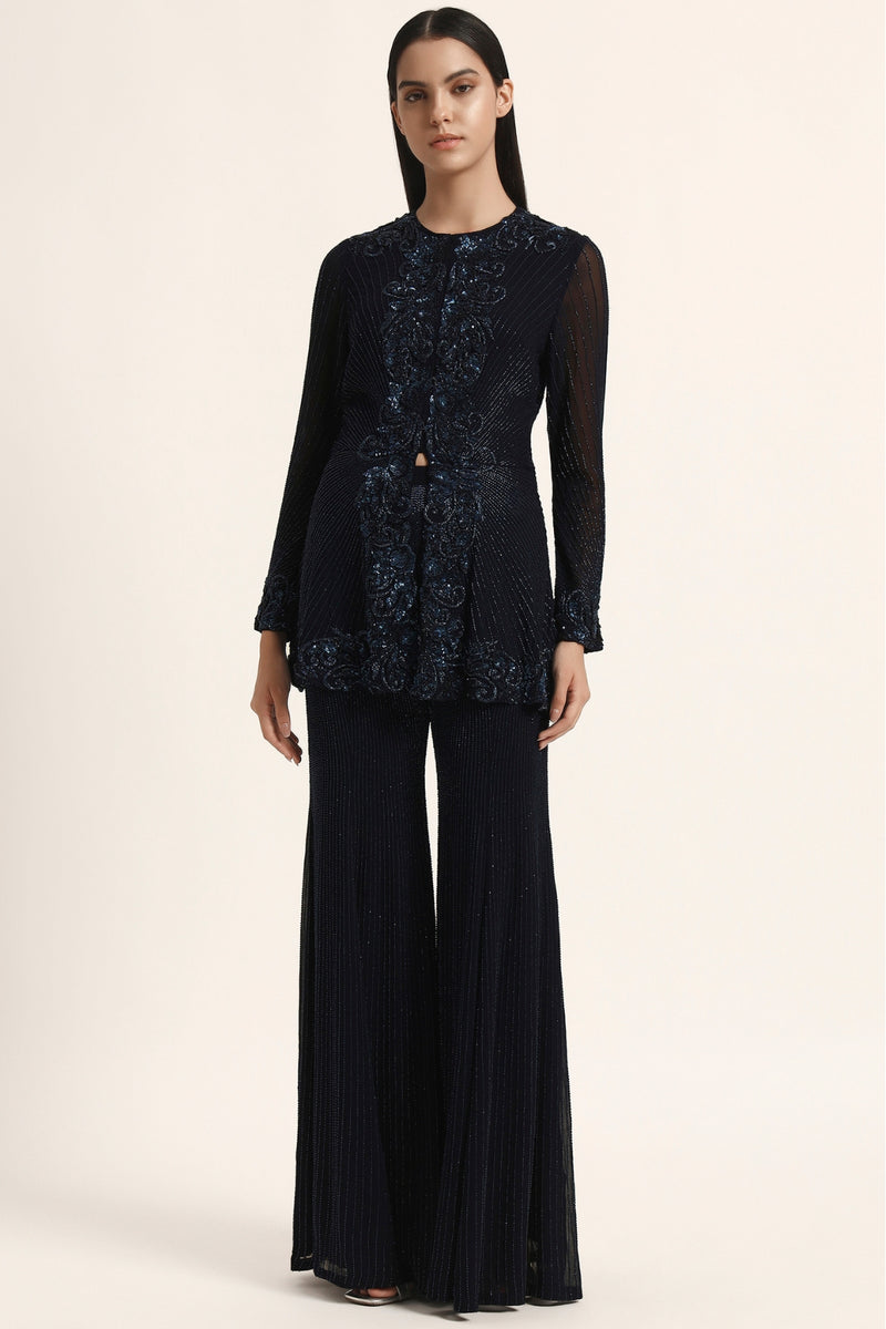 Rosette Peplum Top With Sharara
