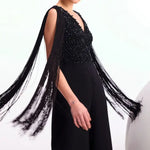 Crystal Drop Fringe Sleeves Jumpsuit Namrata Joshipura