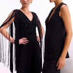 Crystal Drop Fringe Sleeves Jumpsuit Namrata Joshipura