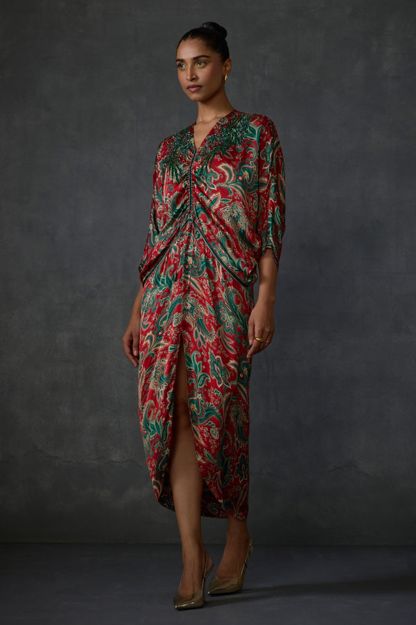 Winter Paisley Drawstring Dress