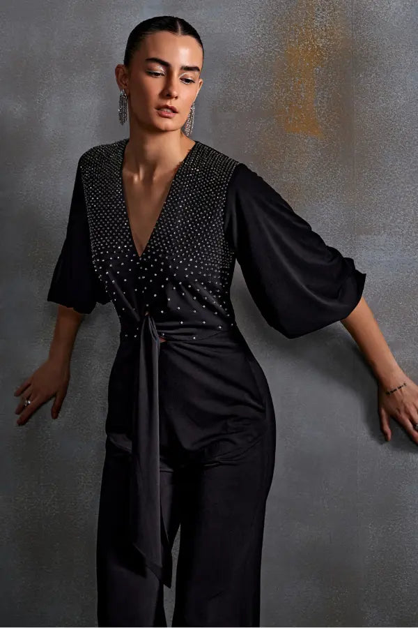 Crystal Square Tie Up Jumpsuit Namrata Joshipura