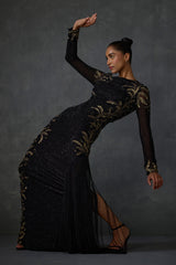 Autumn Fern Side Fringe Gown