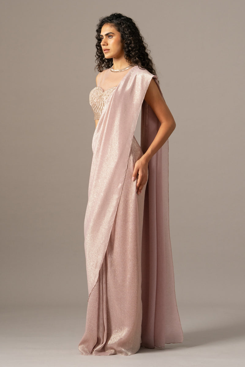 Iris Crusted Blouse With Shimmer Saree