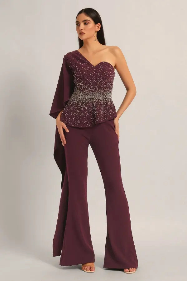 SILVER DUST PEPLUM TOP WITH SHARARA Namrata Joshipura Online