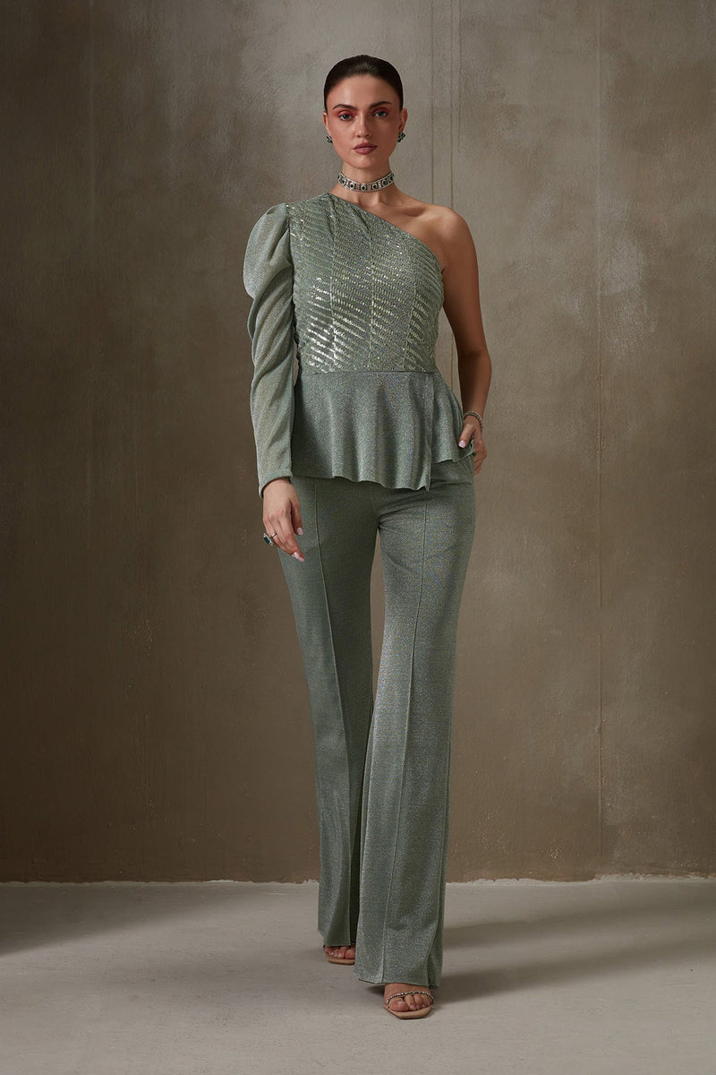 Streaks Peplum Pant Set