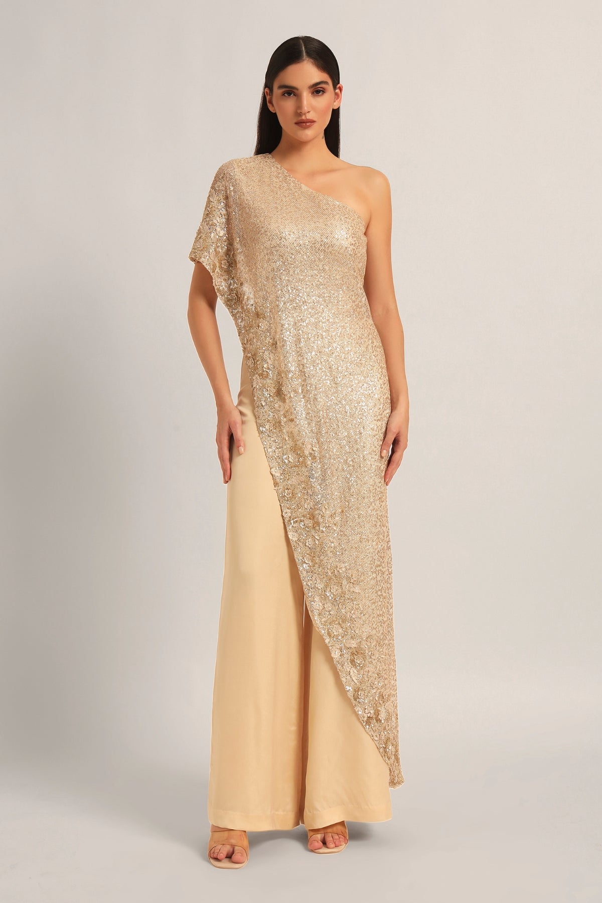 AMARA ONE SHOULDER MESH JUMPSUIT Namrata Joshipura Online