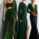 Metallic Scallop Drape Set Namrata Joshipura