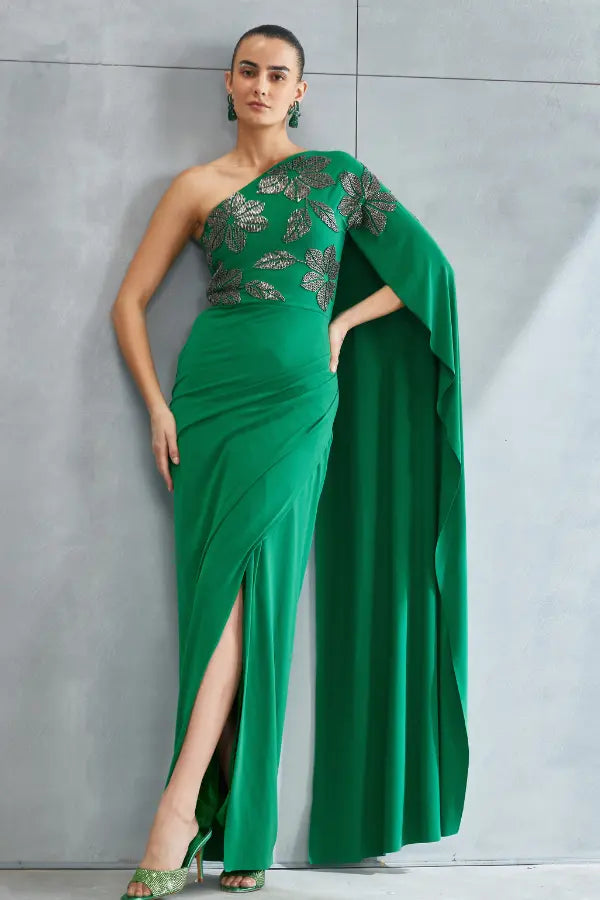 River Leaf One off Shoulder Gown Namrata Joshipura