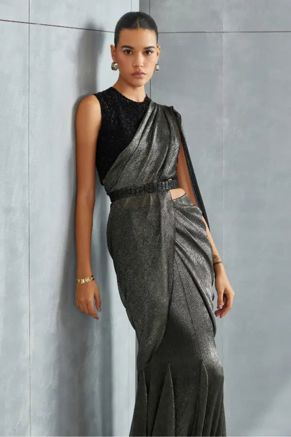 Metallic Scallop Drape Saree Namrata Joshipura