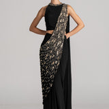 COSMIC DUST DRAPED SAREE WITH HALTER NECK BLOUSE