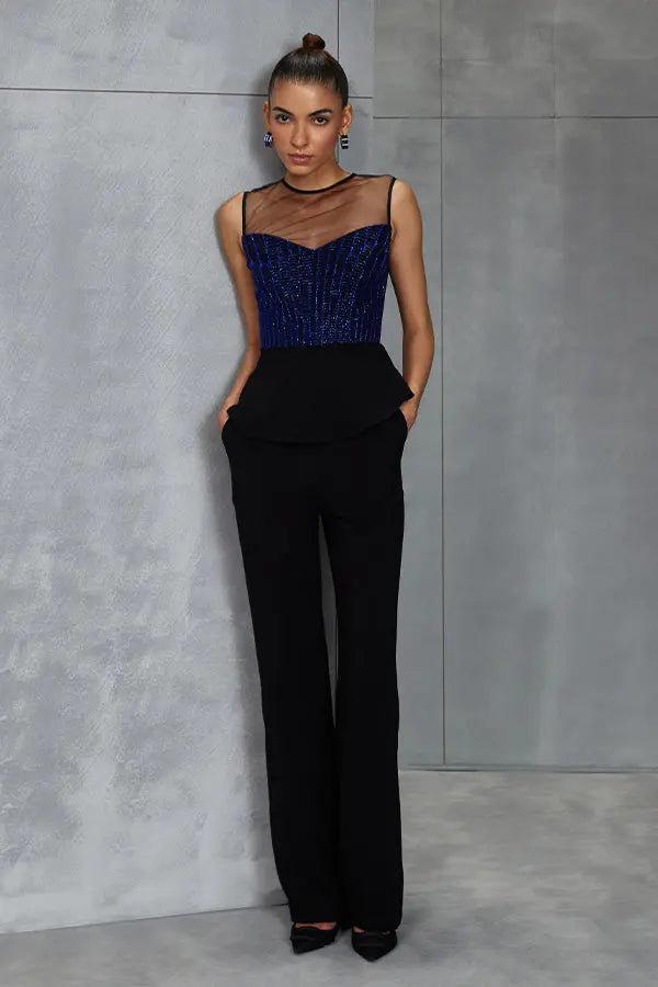 Metallic Scallop Peplum Top Namrata Joshipura Online