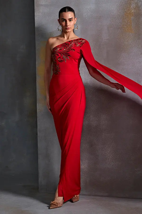 Autumn Fern One Off Sholder Gown Namrata Joshipura