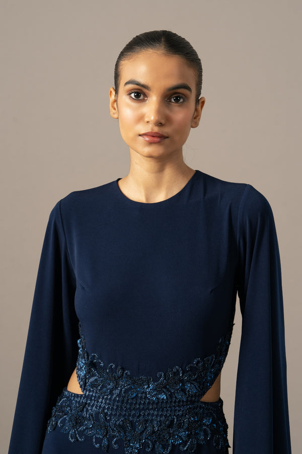 Baroque Waist Embroidered Side Cut Jumpsuit