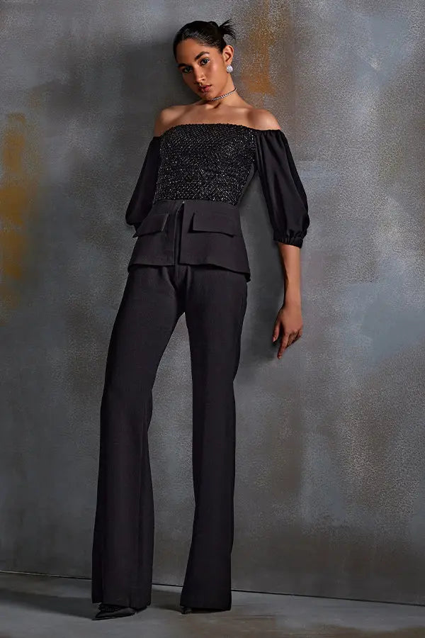 Midnight Off Shoulder Pant Set Namrata Joshipura