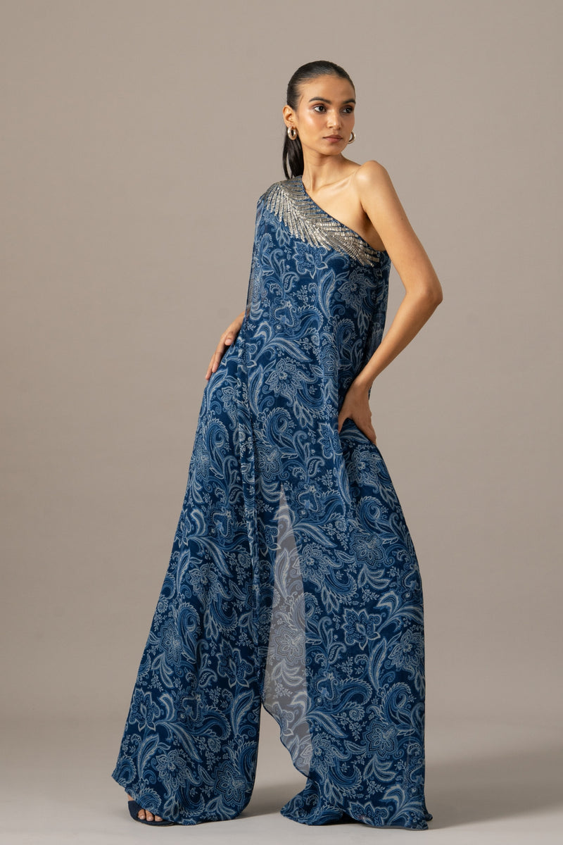 Paisley One Shoulder Fern Jumpsuit